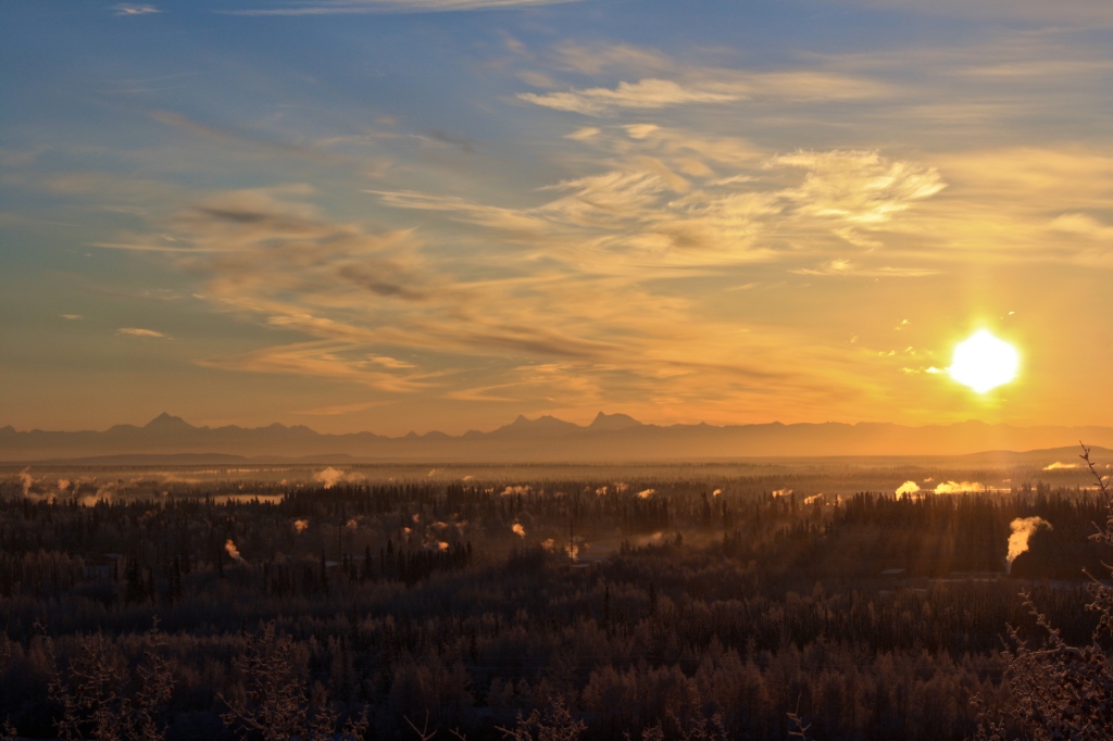 Sunset over Fairbanks in the WIntertime