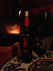wine in front of the fire