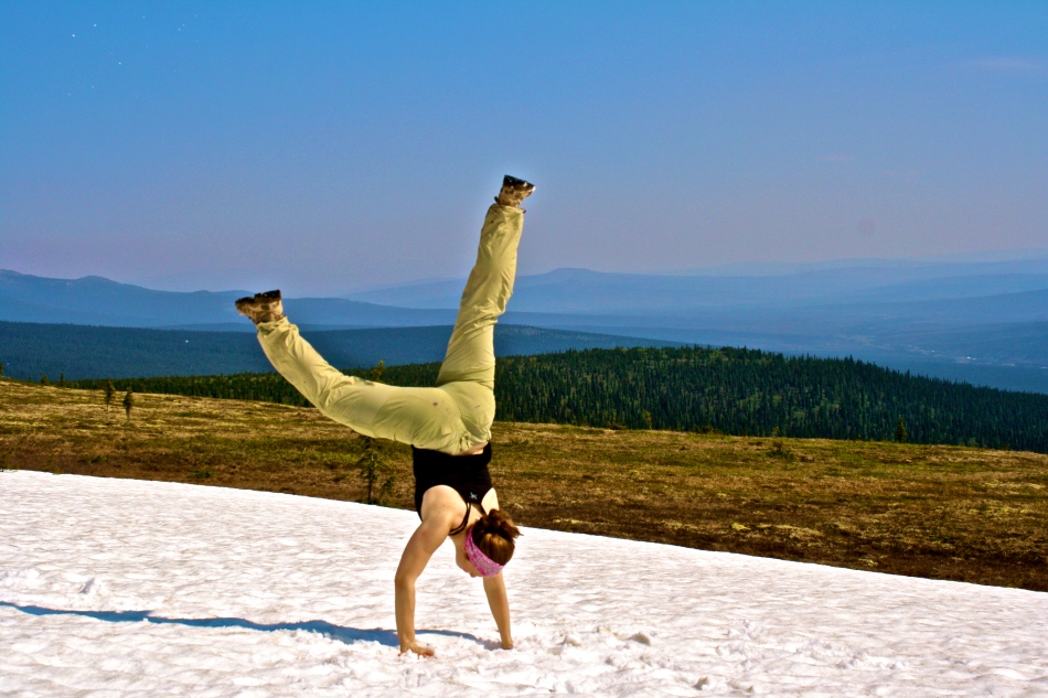 Handstand in the snow